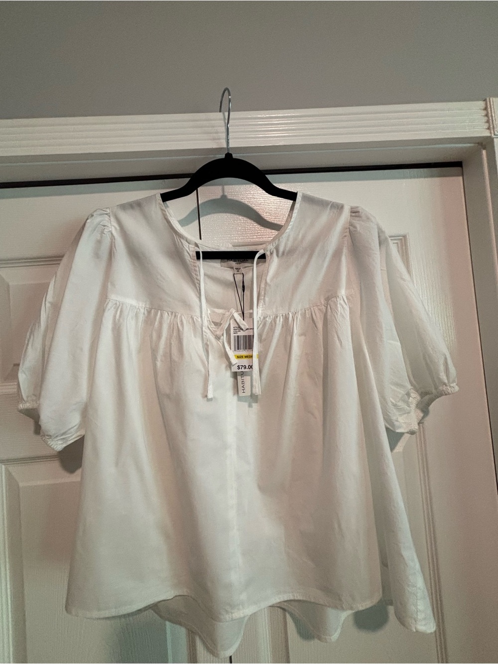 Habitual Double Tie Puff Sleeve Cotton Top Size Medium